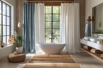Reflets de style : Accentuez le thème de votre déco grâce aux rideaux de douche