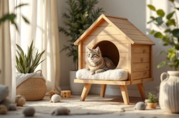 Créer un espace cosy pour votre chat avec une niche sur pieds en pin