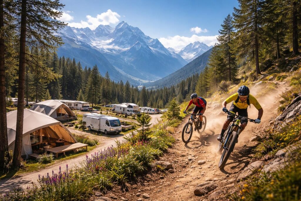 Les meilleurs campings pour vos vacances sportives dans les Alpes avec activités VTT