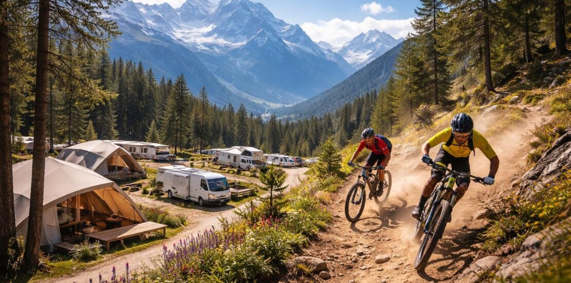Les meilleurs campings pour vos vacances sportives dans les Alpes avec activités VTT