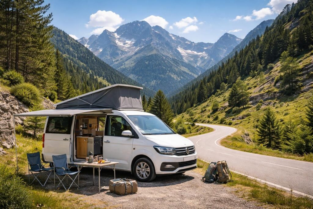 Road trip en camping dans les Pyrénées avec un van aménagé Volkswagen California