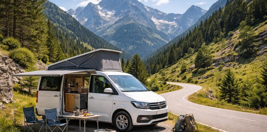 Road trip en camping dans les Pyrénées avec un van aménagé Volkswagen California