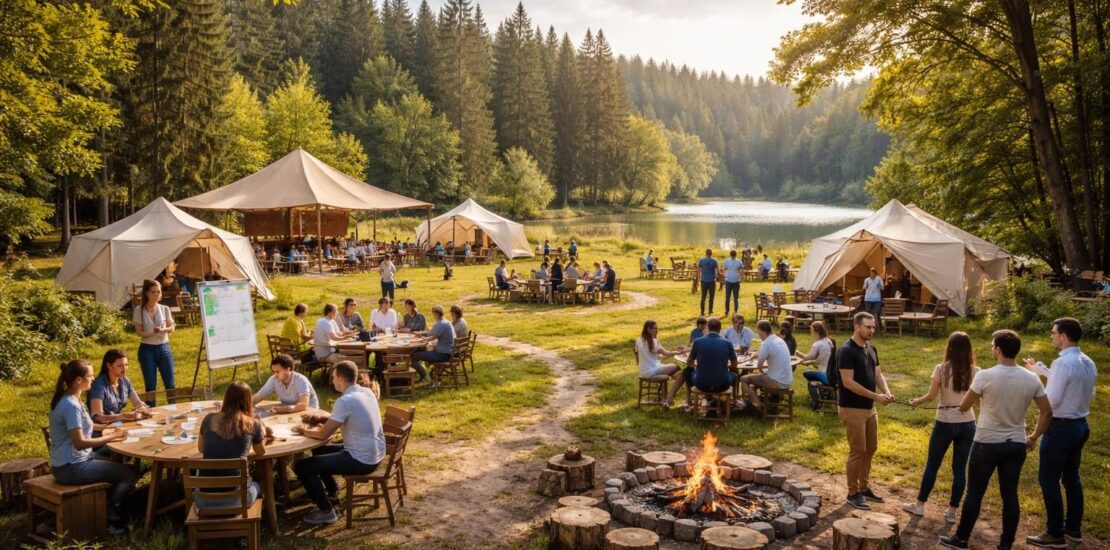 Campings événements et stratégies séminaires entreprises avec formules team building nature